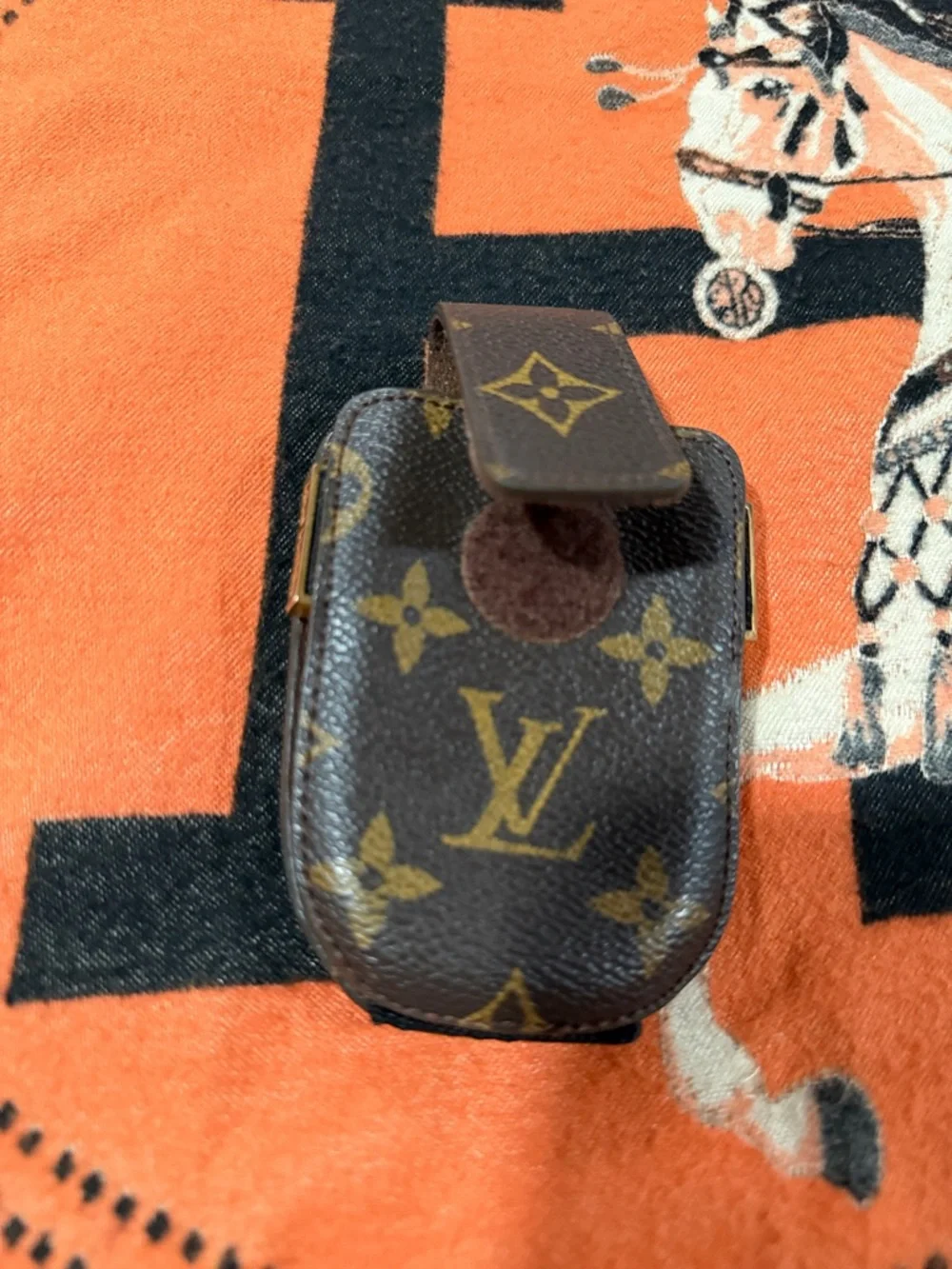 Louis Vuitton Brown Monogram Leather Phone Holster with Flap